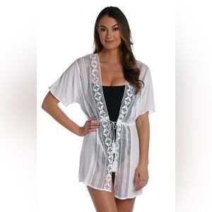La Blanca Coastal Swim Beach Covers Kimono White
